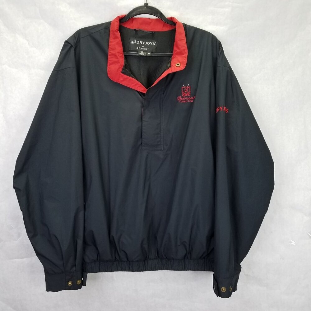 DryJoys by FootJoy Golf Jacket Men's M Black 1/4 Snap Up Windbreaker Belmont CC